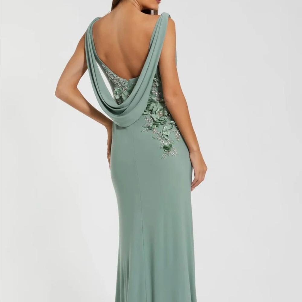 Mac Duggal Sage Green Floral Maxi Dress - Picture 2 of 3